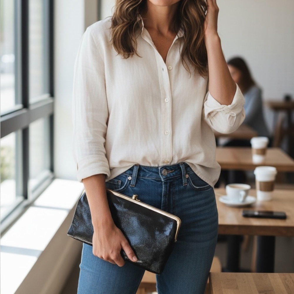 Elegant Patent-Leather Clutch